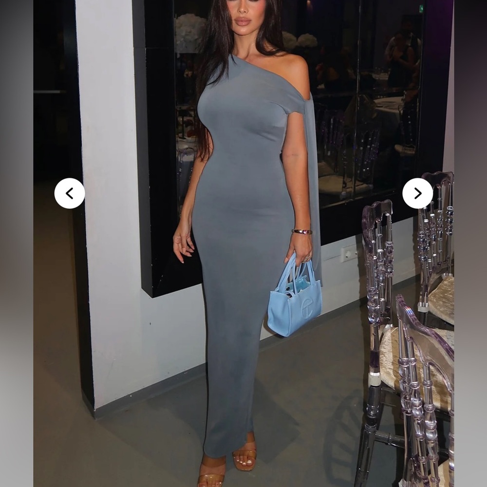 Elegant Gray One-Shoulder Dress